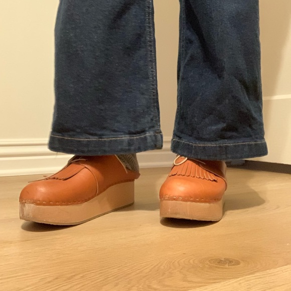 Bryr Tan Leather Mules with Fringe Detail - Picture 6 of 8